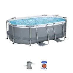 Bestway 10ft X 33in Dark Grey Oval Steel Pro MAX Above Ground Pool Set