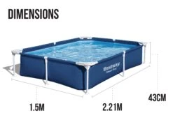 Bestway 7.3ft X 59in X 17in Navy Blue Rectangle Steel Pro Above Ground Pool -Bestway Sale bestway 7ft garden swimming pool