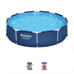 Bestway 10ft X 30in Navy Blue Round Steel Pro Above Ground Pool Set