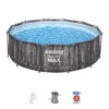 Bestway 12ft X 39.5in Wood Print Round Steel Pro Max Above Ground Pool Set -Bestway Sale bestway agp set 12ftx39.5in steel pro max wood