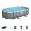 Bestway 16ft X 42in Dark Grey Oval Power Steel Above Ground Pool Set -Bestway Sale bestway agp set 16ftx10ftx42in power steel 56448 56448gb 56448gs 150dpi