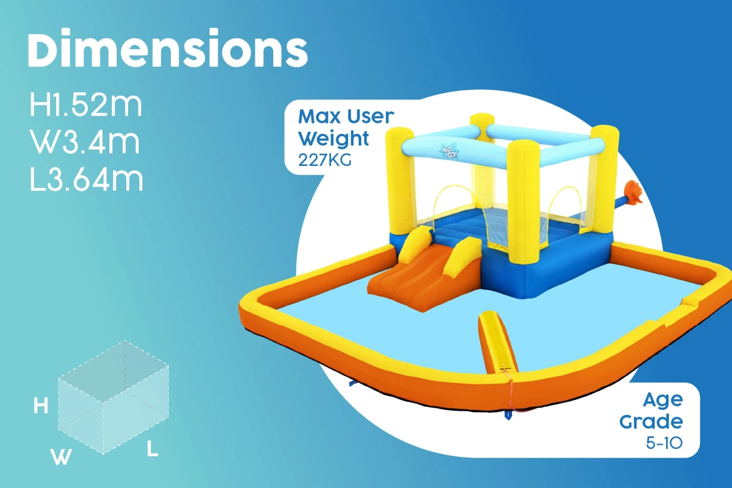 Bestway H2OGO! Kids Inflatable Beach Bounce Water Park Bouncy Castle 12 Bestway H2OGO! Kids Inflatable Beach Bounce Water Park Bouncy Castle - Image 10