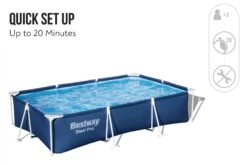 Bestway 9ft X 6.7ft X 26in Navy Blue Rectangle Steel Pro Above Ground Pool -Bestway Sale bestway steel frame pool for kids