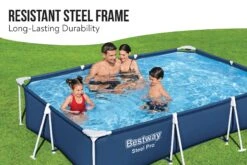 Bestway 9ft X 6.7ft X 26in Navy Blue Rectangle Steel Pro Above Ground Pool -Bestway Sale bestway steel pro swimming pool for kids