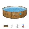14ft X 42in Wood Print Round Steel Pro Max Splashview Above Ground Pool Set -Bestway Sale bestway swimming pools with windows