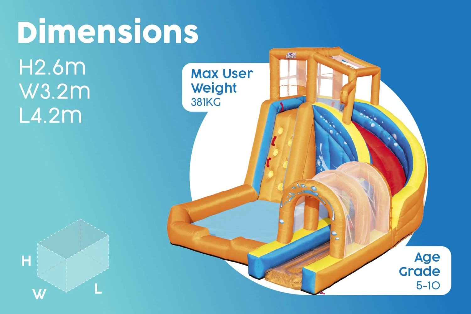 Bestway H2OGO! Inflatable Hurricane Water Park Bouncy Castle 10 Bestway H2OGO! Inflatable Hurricane Water Park Bouncy Castle - Image 9