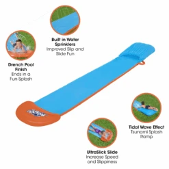 Bestway H2OGO! Tsunami Single Splash And Slide, With Sprinklers -Bestway Sale bw52477 callout main callout