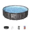 Bestway 14ft X 42in Wood Print Round Steel Pro Max Above Ground Pool Set 2 Bestway 14ft X 42in Wood Print Round Steel Pro Max Above Ground Pool Set -Bestway Sale bw5614zgb fill ftn fun paddling pool 96in 1
