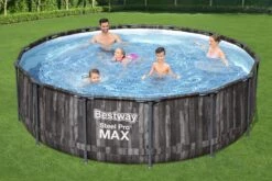 Bestway 14ft X 42in Wood Print Round Steel Pro Max Above Ground Pool Set -Bestway Sale bw5614zgb fill ftn fun paddling pool 96in 2