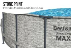 Bestway 14ft X 48in Stone Print Round Steel Pro Max Above Ground Pool Set -Bestway Sale bw5619dgb callout 2 1800x1200 a47602a1 4cdd 4b9e ae63 3866553e1ccf