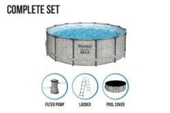 Bestway 14ft X 48in Stone Print Round Steel Pro Max Above Ground Pool Set -Bestway Sale bw5619dgb callout 6 1800x1200 aacc36c8 5424 445e 9bc9 efc71ec50b82