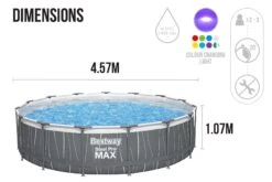 Bestway 15ft X 42in Dark Grey LED Round Steel Pro Max Above Ground Pool Set 19 Bestway 15ft X 42in Dark Grey LED Round Steel Pro Max Above Ground Pool Set -Bestway Sale bw561gb callout 4 1800x1200 563f23ff d3f9 42a1 b763 8f09e81a4994