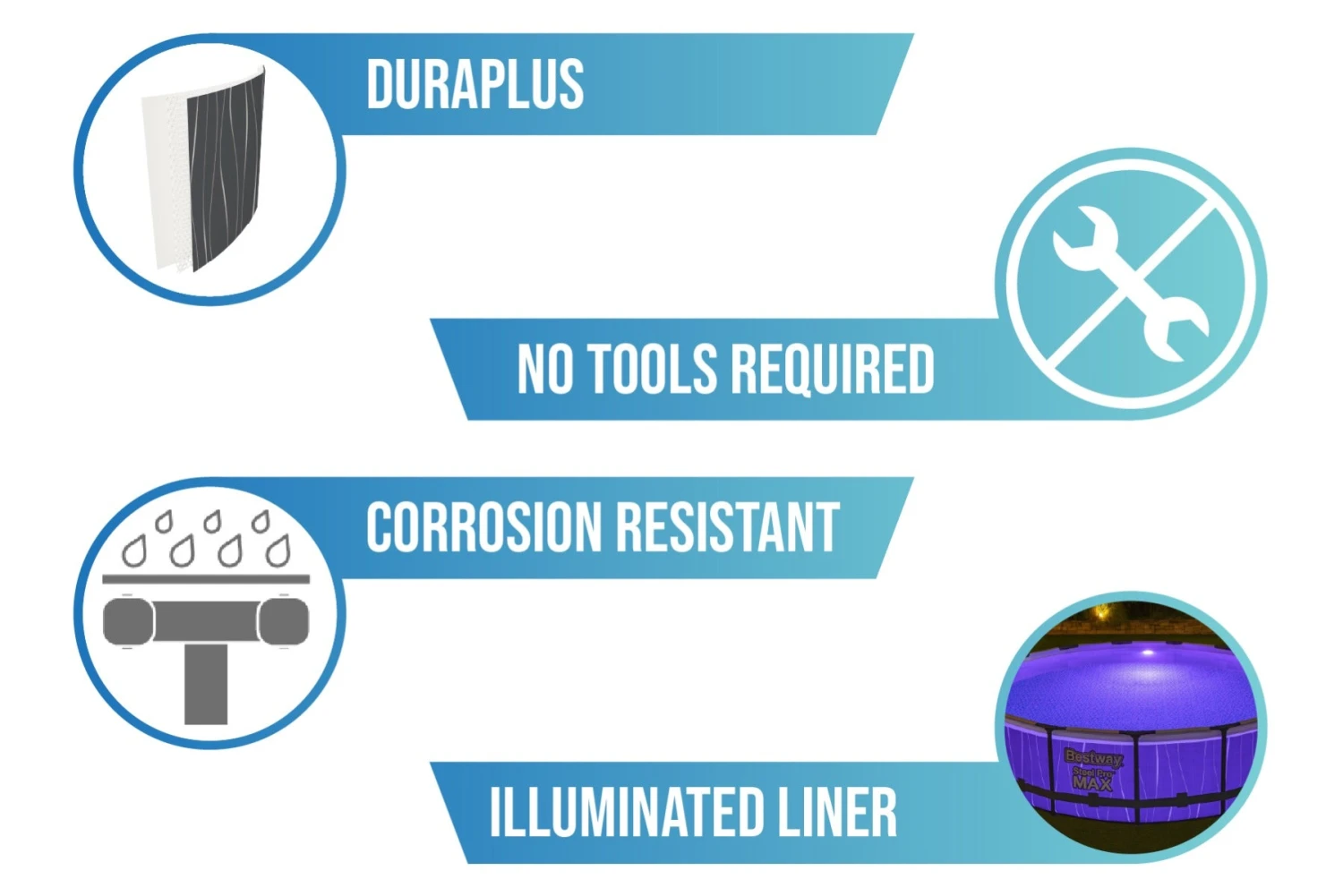 Bestway 15ft X 42in Dark Grey LED Round Steel Pro Max Above Ground Pool Set 10 Bestway 15ft X 42in Dark Grey LED Round Steel Pro Max Above Ground Pool Set - Image 8