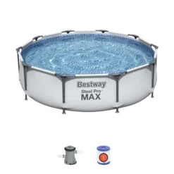 Bestway 10ft X 30in Grey Round Steel Pro Max Above Ground Pool Set