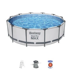Bestway 12ft X 39.5in Grey Round Steel Pro Max Above Ground Pool Set