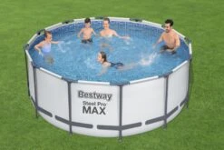 Bestway 12ft X 48in Grey Round Steel Pro Max Above Ground Pool Set -Bestway Sale bw56420gb 20 12ft x 39 5in steel pro frame pool set 2