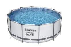 Bestway 12ft X 48in Grey Round Steel Pro Max Above Ground Pool Set -Bestway Sale bw56420gb 20 12ft x 39 5in steel pro frame pool set 3