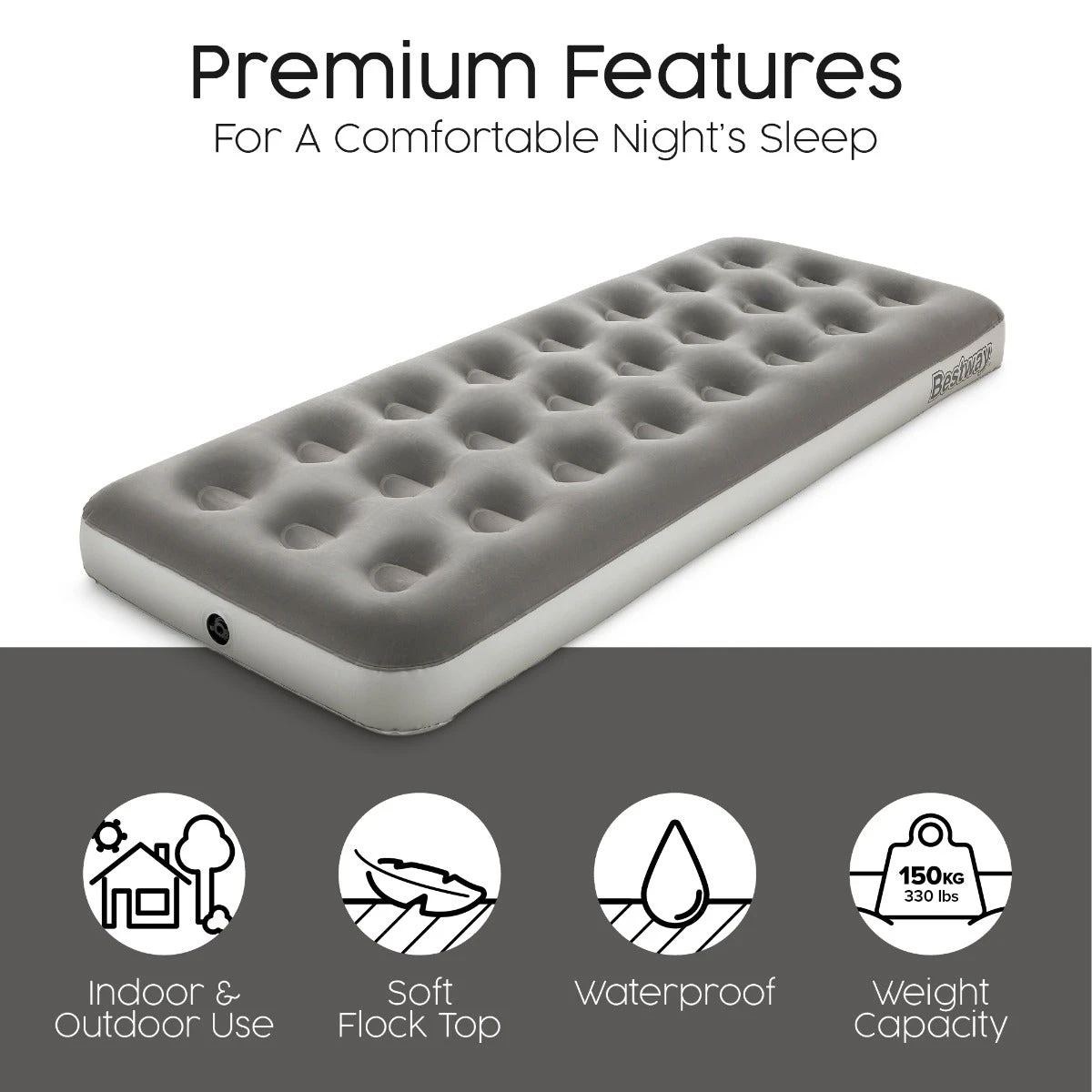 Bestway Single Flocked Airbed With Cordless Electric Battery Pump 9 Bestway Single Flocked Airbed With Cordless Electric Battery Pump - Image 8