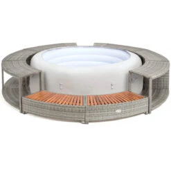 Lay-z Spa Round Rattan Hot Tub Surround 200cm Grey