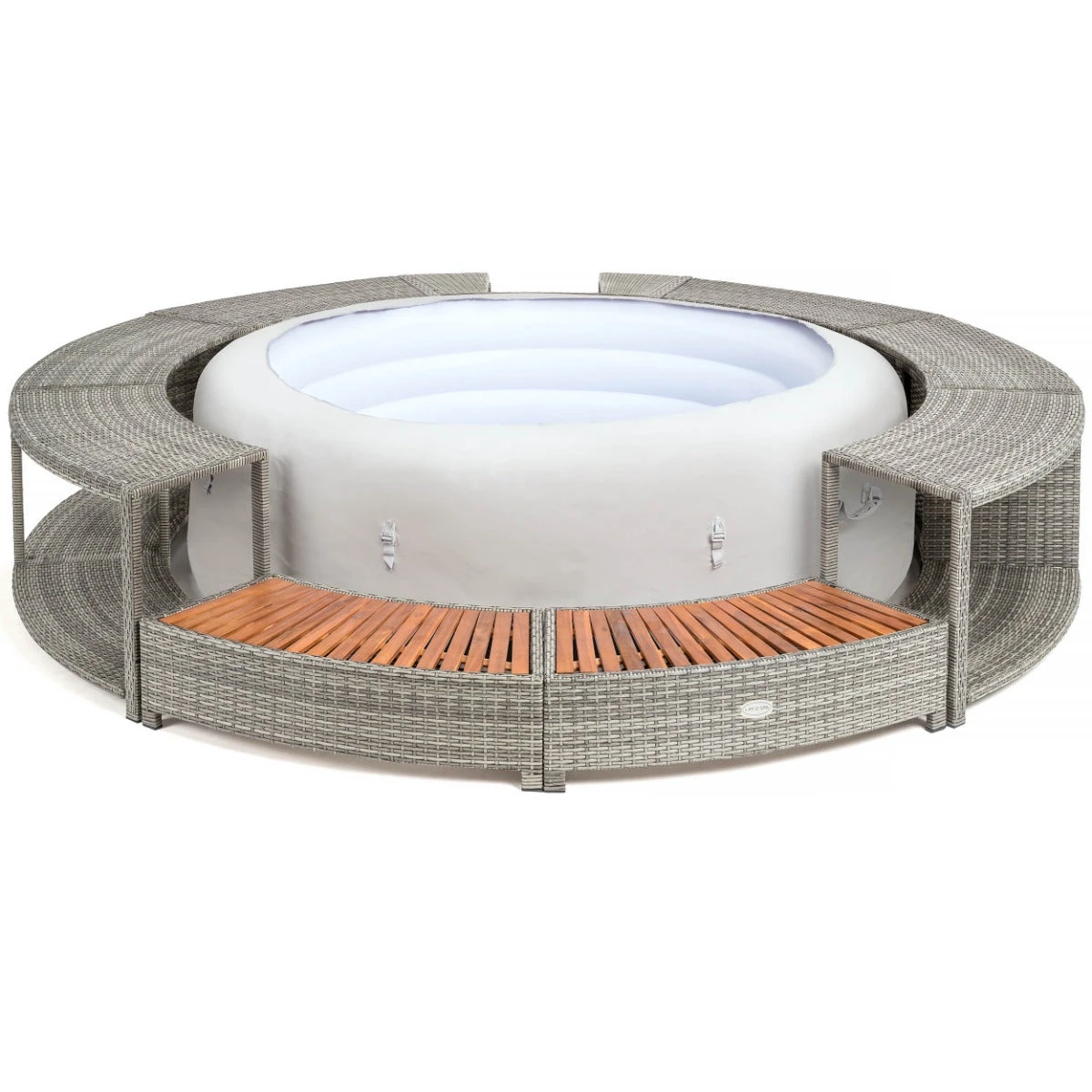Lay-z Spa Round Rattan Hot Tub Surround 200cm Grey 3 Lay-z Spa Round Rattan Hot Tub Surround 200cm Grey
