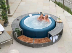 Lay-z Spa Round Rattan Hot Tub Surround 200cm Grey 15 Lay-z Spa Round Rattan Hot Tub Surround 200cm Grey -Bestway Sale bwa0015hk 200cm round surround grey lifestyle 06 1