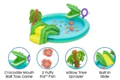 Crocodile Cove Inflatable Paddling Pool With Play Centre -Bestway Sale crocodile play centre