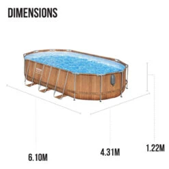 20ft Power Steel Comfort Jet Stone-Print Oval Pool Set 20 20ft Power Steel Comfort Jet Stone-Print Oval Pool Set -Bestway Sale large wood print pool