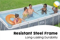 Bestway 13.3ft X 6.7ft X 39.5in Marble Print Rectangle Power Steel Above Ground Pool Set 16 Bestway 13.3ft X 6.7ft X 39.5in Marble Print Rectangle Power Steel Above Ground Pool Set -Bestway Sale resistant steel frame swimming pool