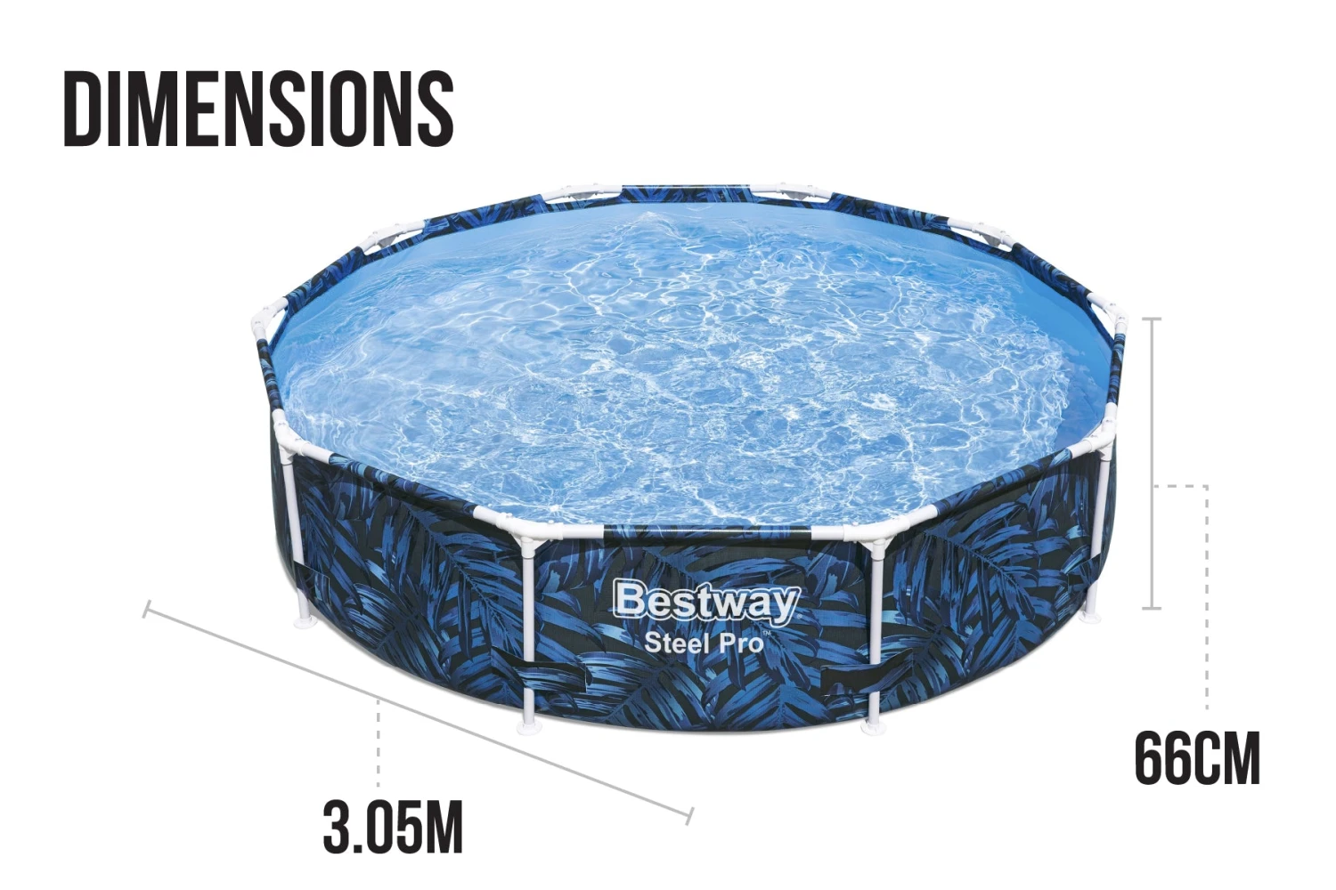 Bestway 10ft X 26in Leaf Print Round Steel Pro Above Ground Pool 11 Bestway 10ft X 26in Leaf Print Round Steel Pro Above Ground Pool - Image 9