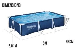 Bestway 9ft X 6.7ft X 26in Navy Blue Rectangle Steel Pro Above Ground Pool -Bestway Sale small steel frame bestway swimming pool
