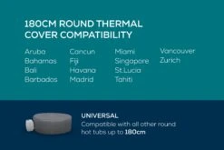 Lay-z Spa Round Thermal Hot Tub Cover - Small 180cm X 66cm -Bestway Sale thermal covers compatability 20221005 180cm round 1800x1200 1