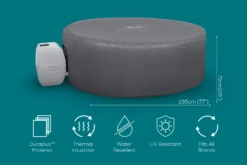 Lay-z Spa Round Thermal Hot Tub Cover - Large 196cm X 71cm -Bestway Sale thermal covers round cut out icons large 1800x1200 05