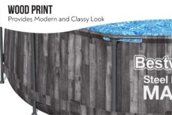 Bestway 12ft X 39.5in Wood Print Round Steel Pro Max Above Ground Pool Set -Bestway Sale wood print 12ft bestway above ground pool